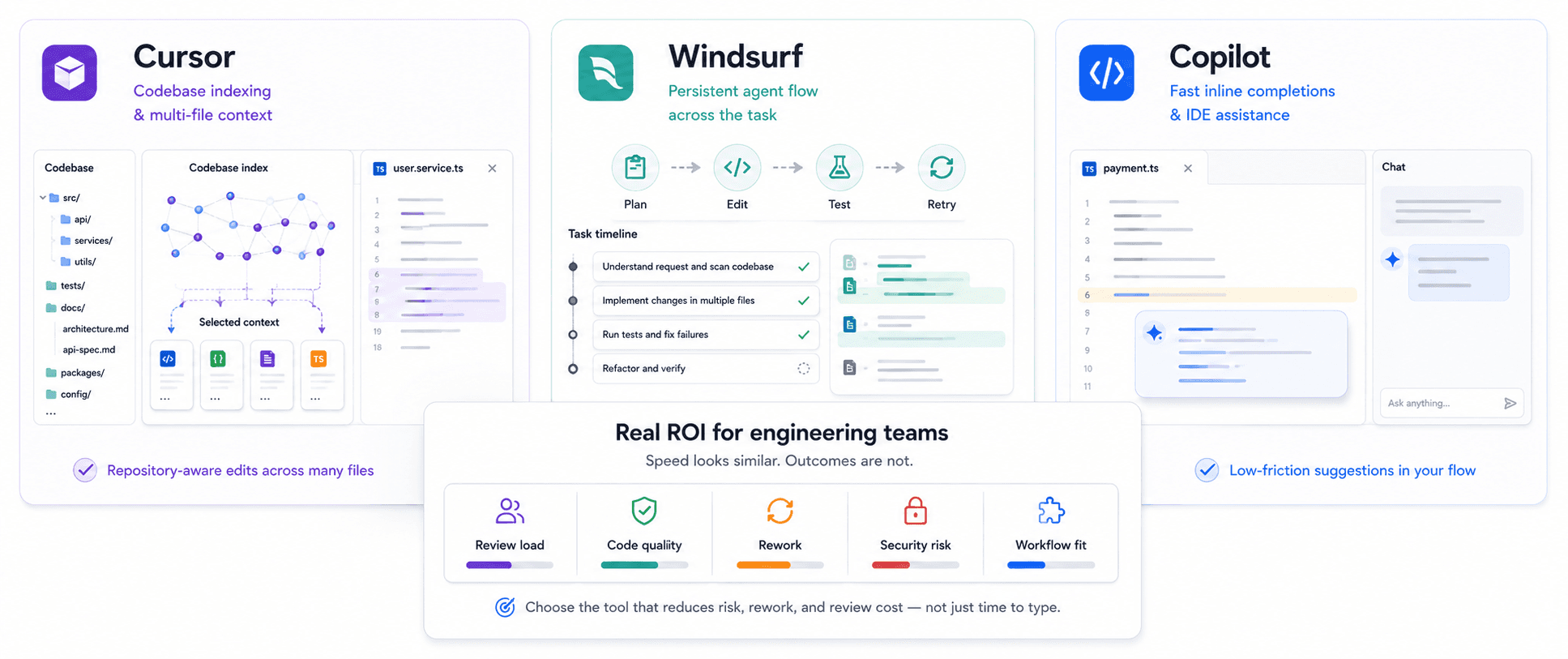 Cursor vs Windsurf vs Copilot: real ROI for engineering teams